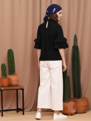 High Neck Tiered-Sleeves Top