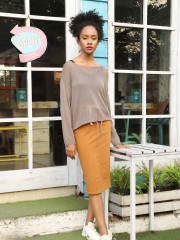 Wide Neck Drawstring Top