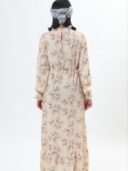 D-Sl Leb Flower Print Mini Pleats Midi Dress