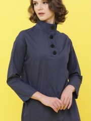 Waist-Pull Long Sleeveless High Neck Top