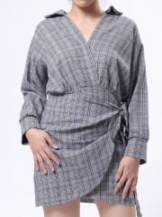 Checkered Long Sleeveless Mini Skirt