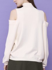 Cold Shoulder High Neck Knitted Top
