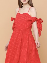 Dotty Spaghetti Tied Dress
