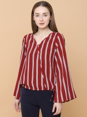 Stripes V Neck Top