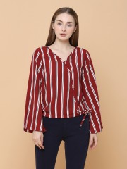 Stripes V Neck Top