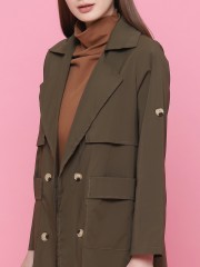 Double Breasted Long Raincoat Jacket