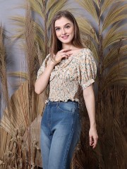 Cottage Core Abstract Flower Print Cottage Top