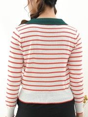 Youth Stripe Knitted Polo Tee