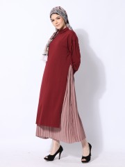 Ramadhan Moon Double Layer Inner Pleats High Neck Maxi