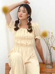 Ruched Gathered Pull Up Jumpsuit