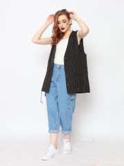 TM STRIPE LONG VEST