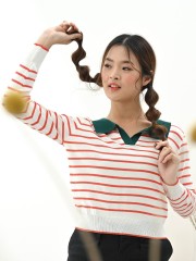 Youth Stripe Knitted Polo Tee