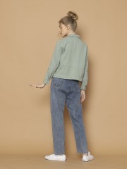 Double Pocket Color Denim Jacket