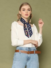 Wide Collar L/slv Peasant Top