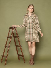 L/slv Checkered ress 