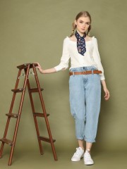 Wide Collar L/slv Peasant Top