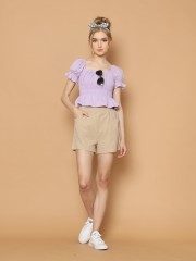 Off Shoulder Embroidered Waist Elastic Top