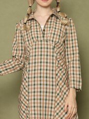 L/slv Checkered ress 